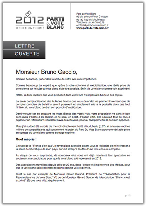 Lettre Ouverte à M. Gaccio