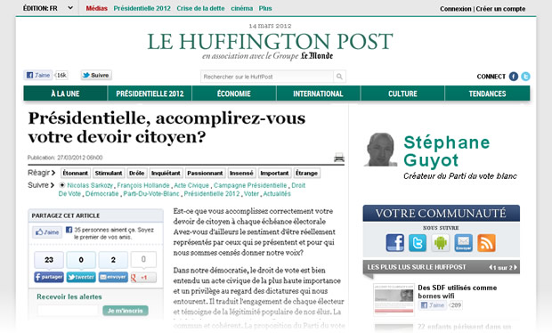 Huffington Post : Présidentielle ...