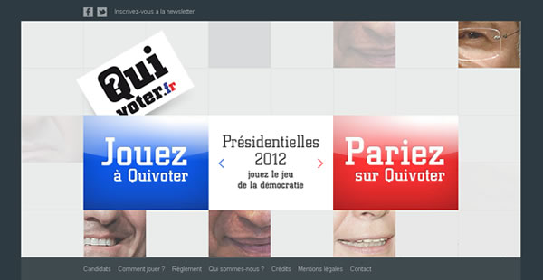 Quivoter est un jeu indépendant et gratuit, dont l’objectif est d’intéresser les internautes à la chose politique tout en les divertissant...