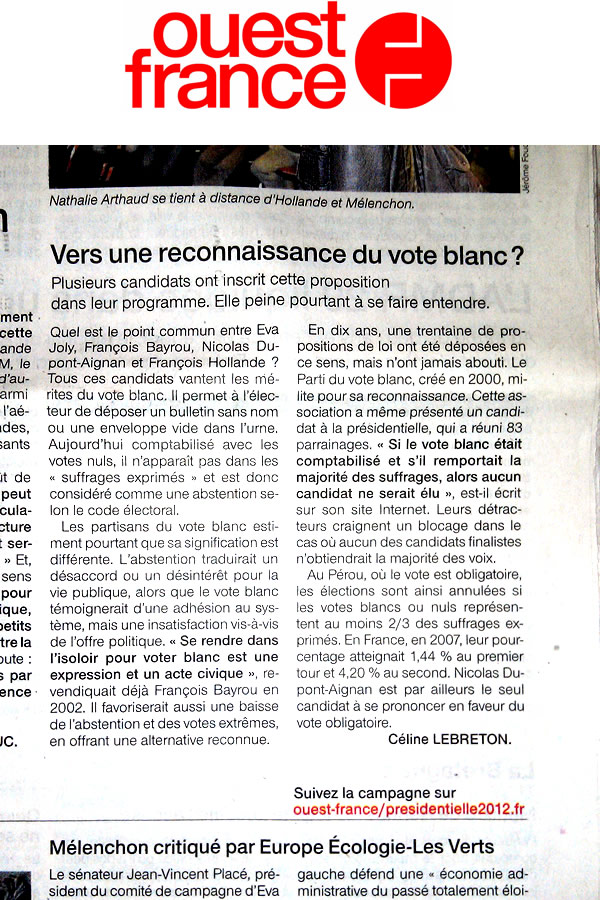 Ouest France & Vote Blanc